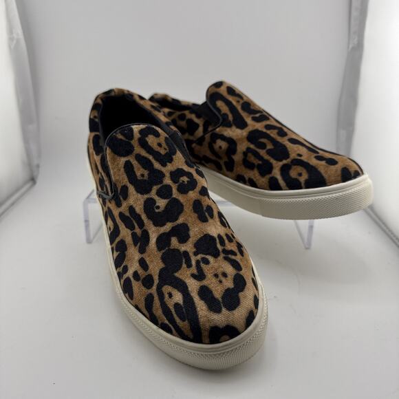 Steve Madden Womens Sz 5.5 Ecentric Leopard Print Pony Hair Slip On Sneakers NWB - Picture 2 of 9